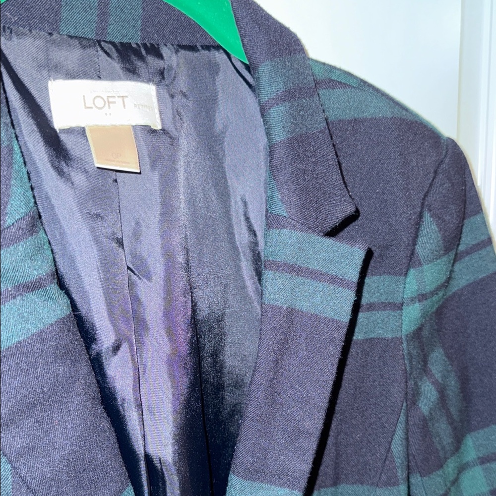 LOFT Women's Plaid blazer - Navy and Green - Picture 2 of 2